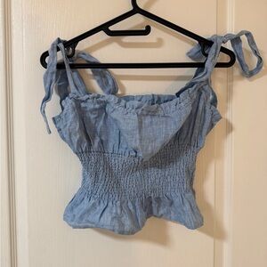 Wilfred Light Blue Smocked Crop Top